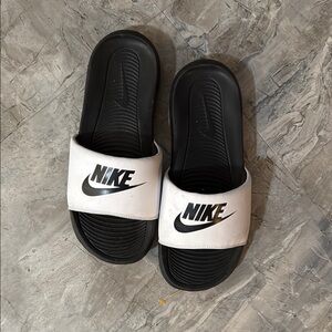 Nike Black and White Slide Sandals